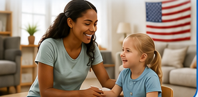 Au pair with host family child